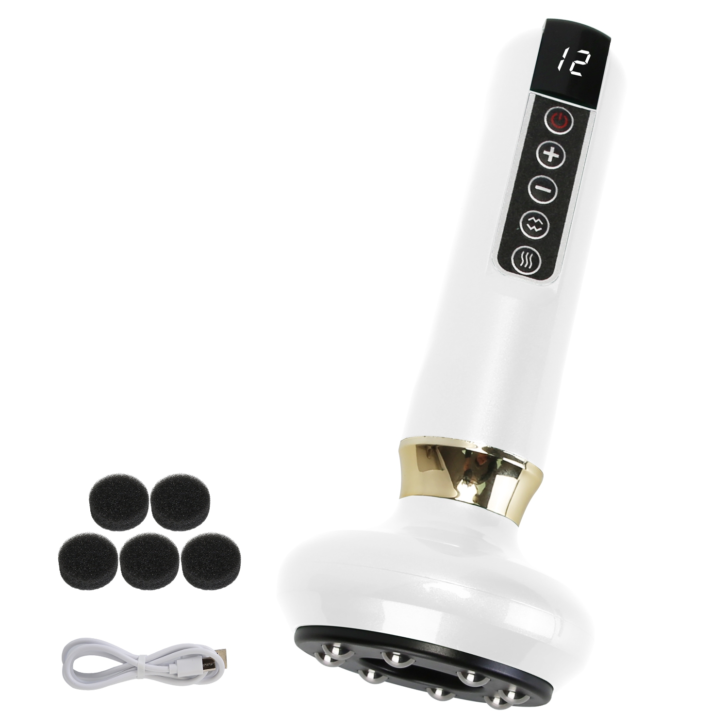 Anti Cellulite Massager Handheld Vacuum Suction Cupping Kit Beauty Tool With 12 Suction Mode 12 Heating 20Mins Auto Off One Key Pressure Release Fo... White - Shop at LoveMi
