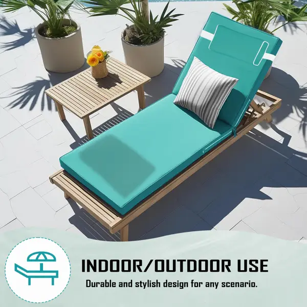 Outdoor Chaise Lounge Cushion, 80 In. X 26 In. X 3 In. Waterproof Fade-Resistant Patio Chair Pad For Pool Beach