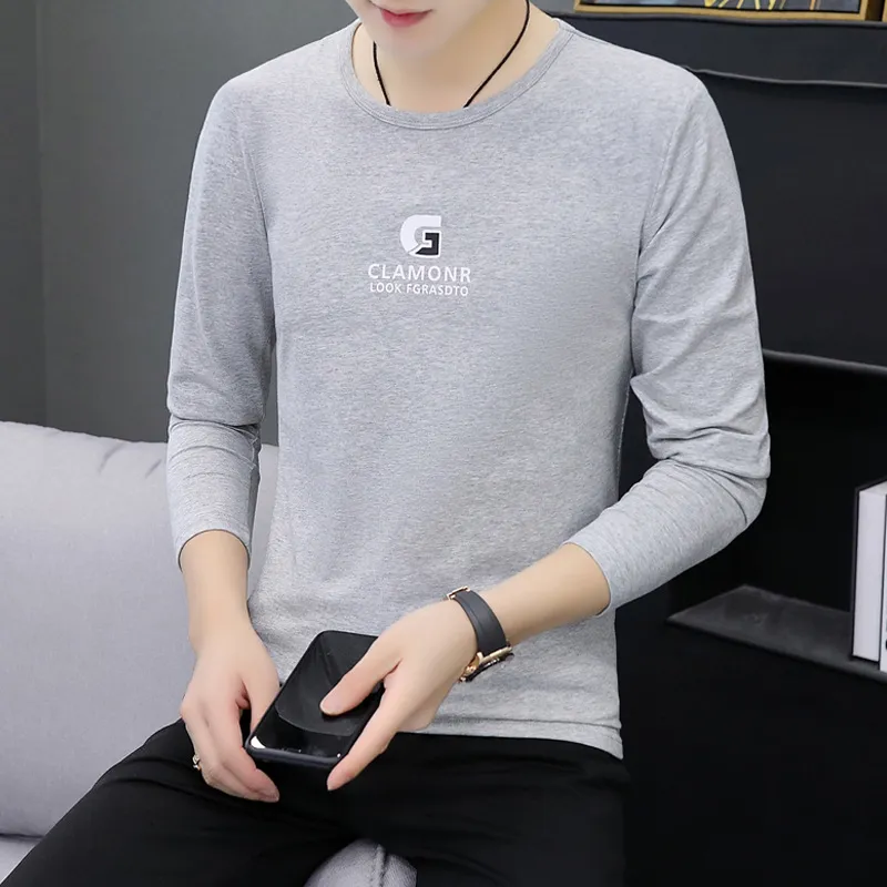 Cotton Long-sleeved T-shirt Men's Oversized Loose Bottoming Shirt