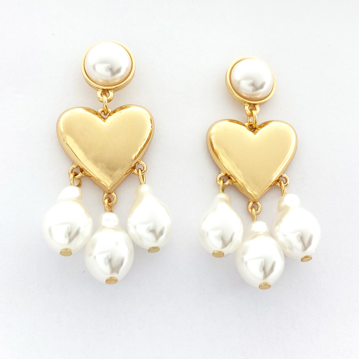 Women's Fashionable Temperamental All-match Irregular Pearl Pendant Tassel Earrings