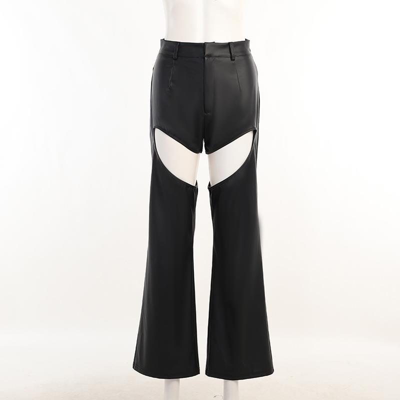 Title 8, Pantalon en cuir PU creux pour femme, ample et ...