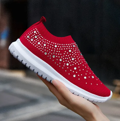 Sneakers Woven Breathable Flying Weaver Shoes Red - Shop at LoveMi