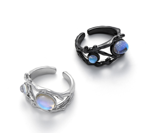 Moonstone Hollow Ring Female Niche Design