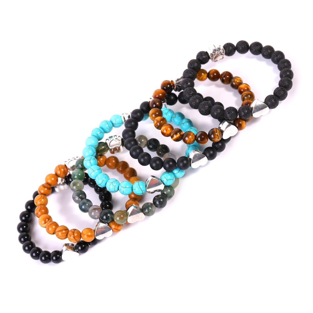 Tiger's Eye Indian Onyx Dog Paw Bracelet
