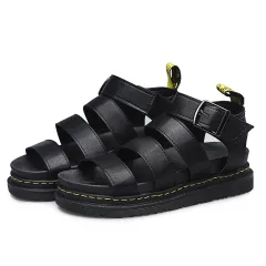 Buckle Sandals Flat PlatformThick Bottom Shoes Women Summer - Black - View 1