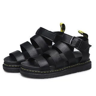 Buckle Sandals Flat PlatformThick Bottom Shoes Women Summer - Black