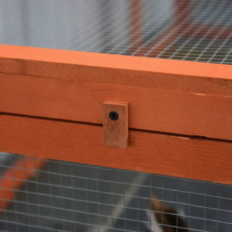 PawHut Large Wooden Rabbit Hutch Small Animal Habitat Enclosure Outdoor Run And Lockable Doors - Natural