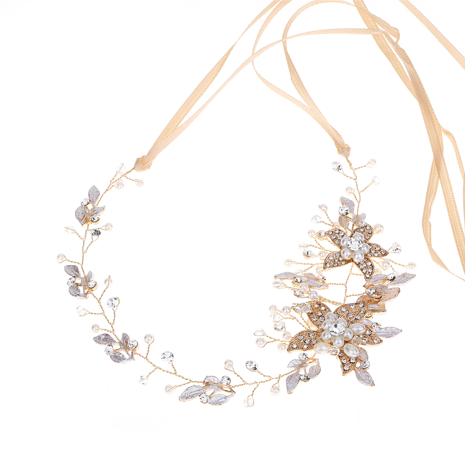 Gold And Silver Rhinestone Alloy Handmade Headdress Gold - Shop at LoveMi