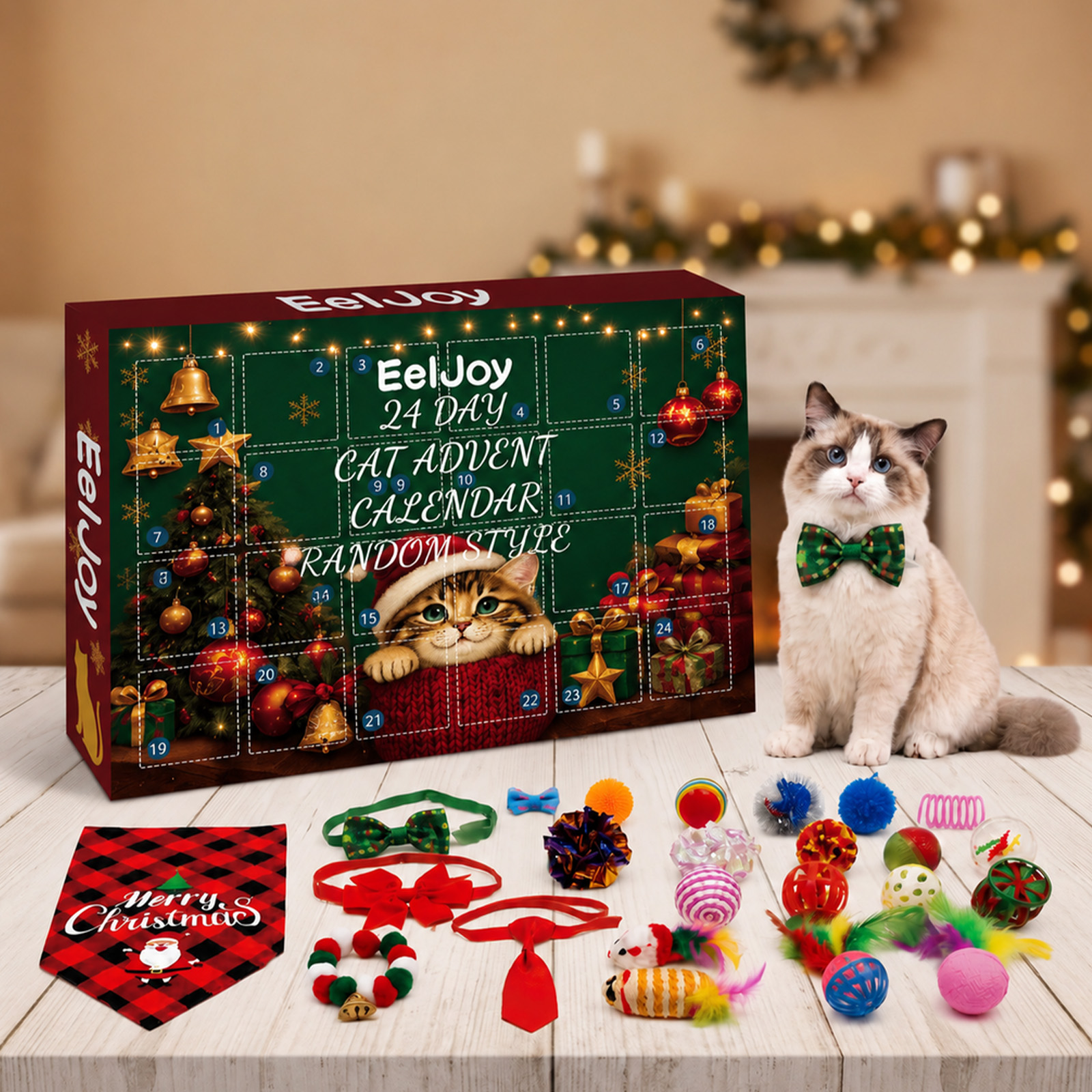 24 Day Cat Christmas Toy 1ST Set Product Size 30 X 5X21.6CM Material