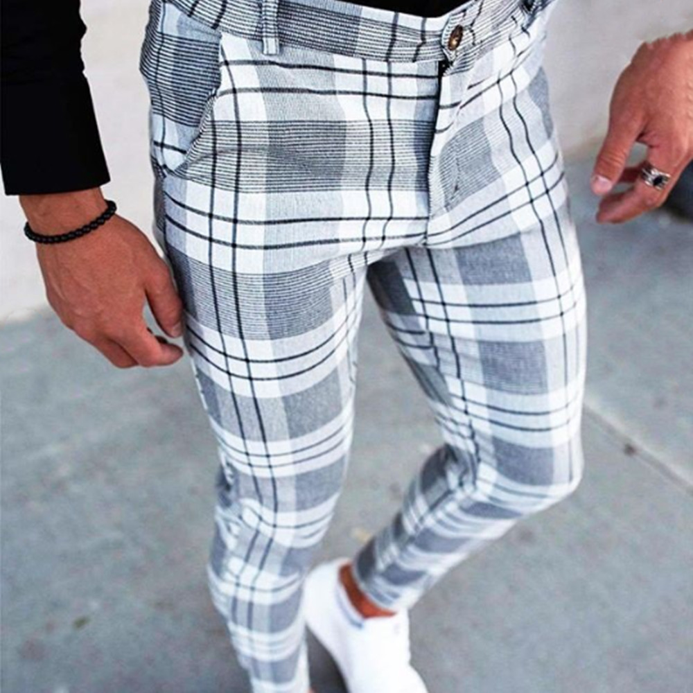 European And American New Plaid Print Men's Casual Trousers