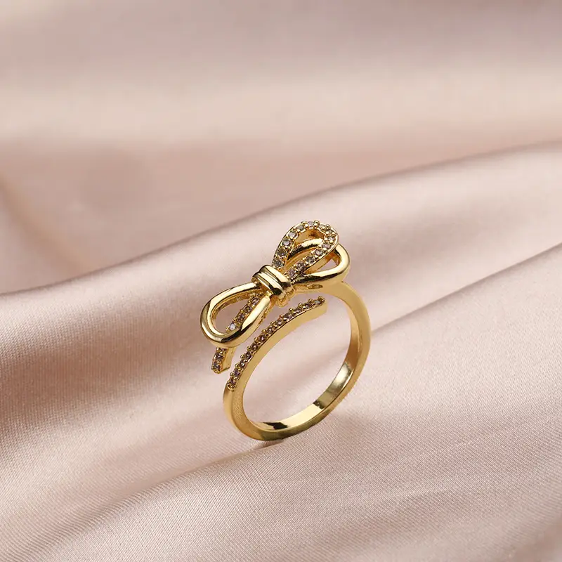 Korean Fashion Steel Nail Classic Bow Titanium Steel Ring