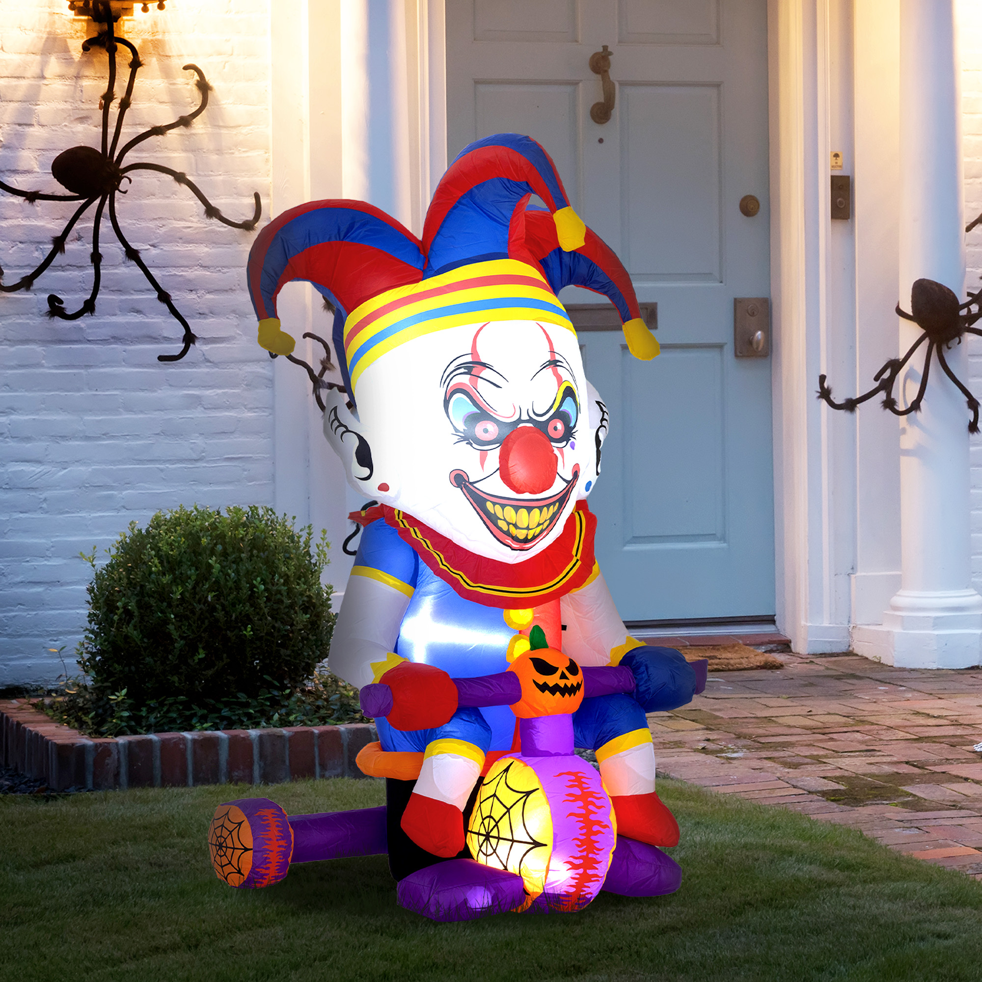 4ft Halloween Inflatable Clown On Bicycle, Blow Up Outdoor Decoration With 3 — image 11