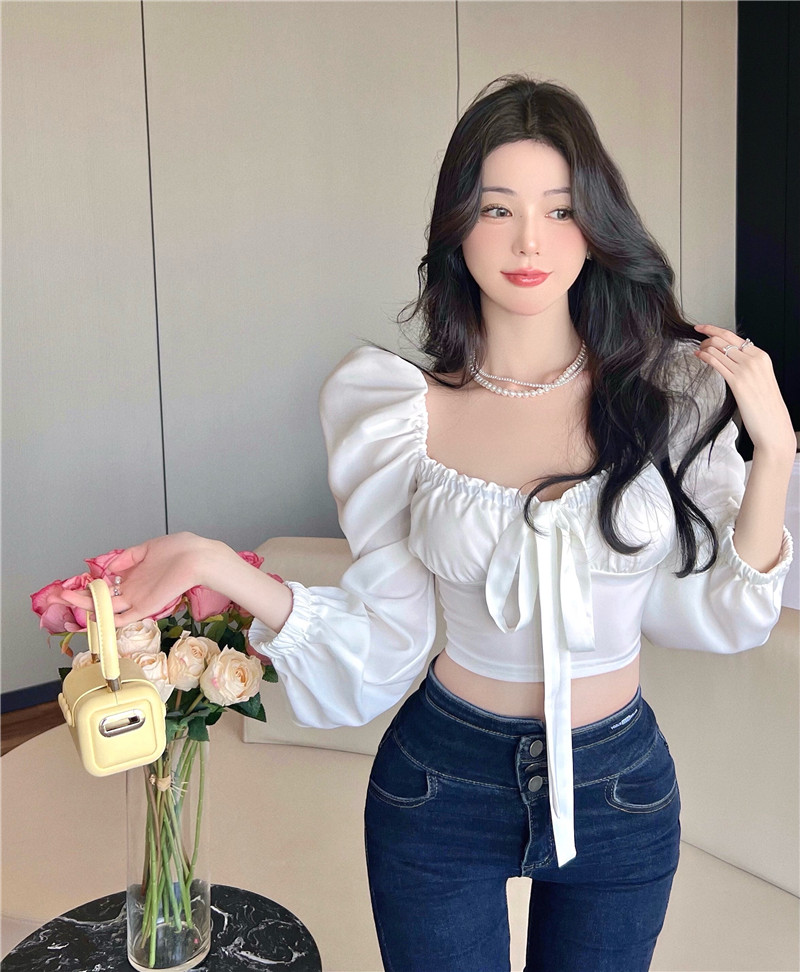 Women's White Design French Short Shirt