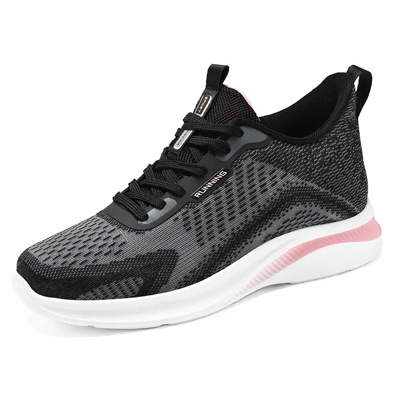 Running Shoes Breathable Soft Bottom Trend Couple Sneakers - Black