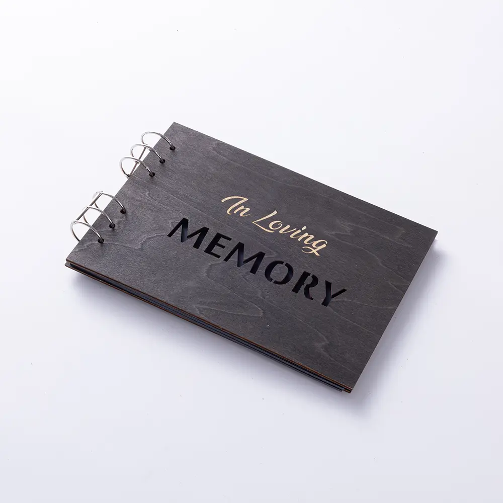 3 Styles Hollow Cutout Wooden Funeral Guest Book In Loving Memory Spiral Binding Memorial Sign In Book Remembrance Keepsake For Celebration Of Life Service