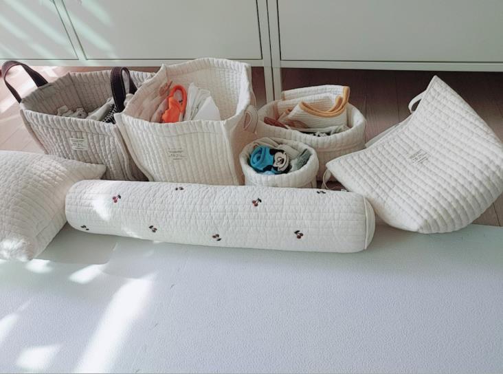 Quilted Embroidery Handbag Baby Bed Storage Bag — foto 3