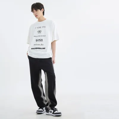 American Retro Side Gradient Black Jeans For Men