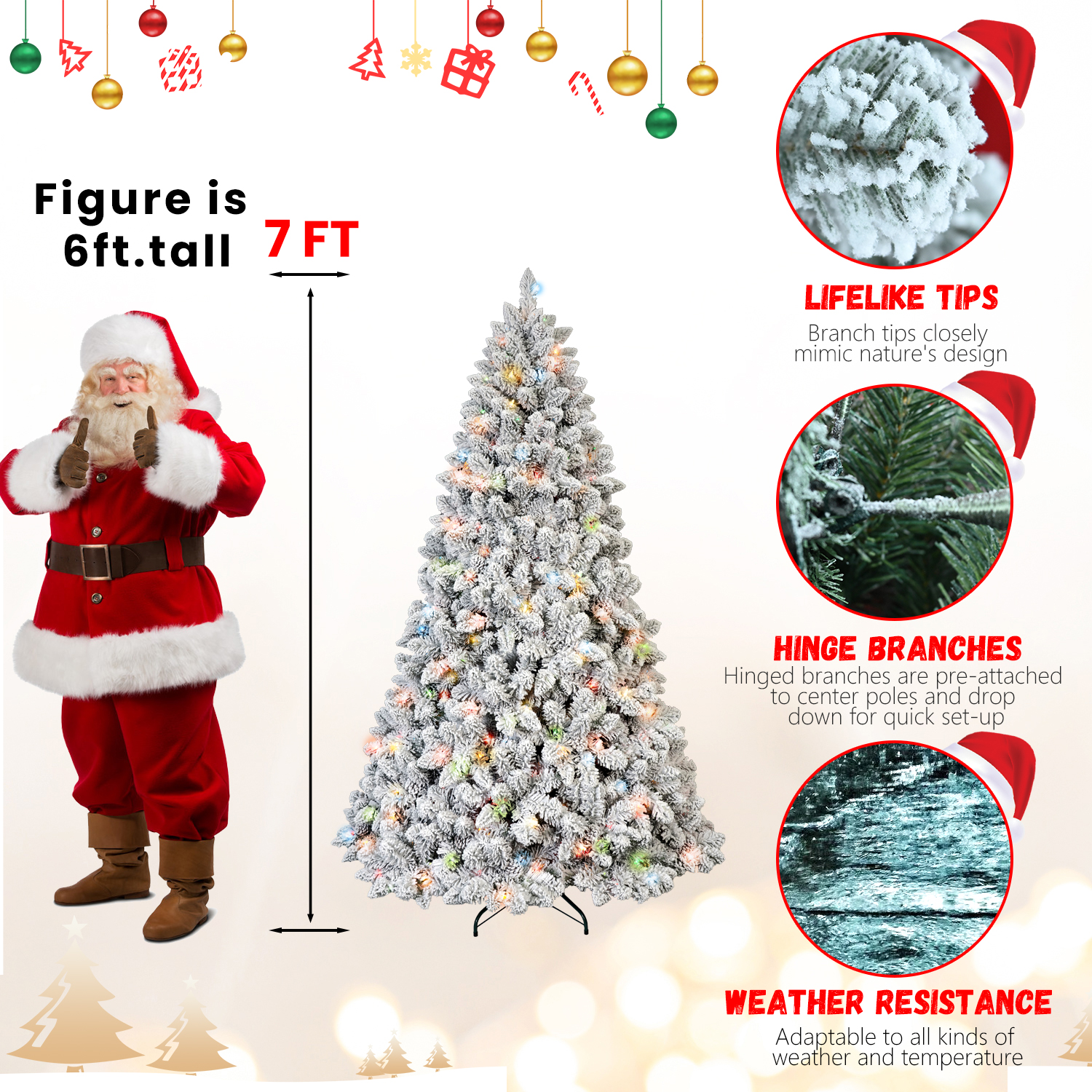 4 5 6 7 FT PVC Mixed Floceked Tree Artificial Full Christmas Tree thumbnail 5
