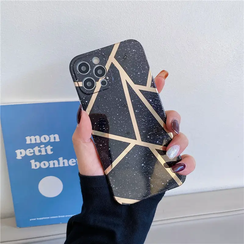 Electroplating Splicing Marble Pattern Mobile Phone Case