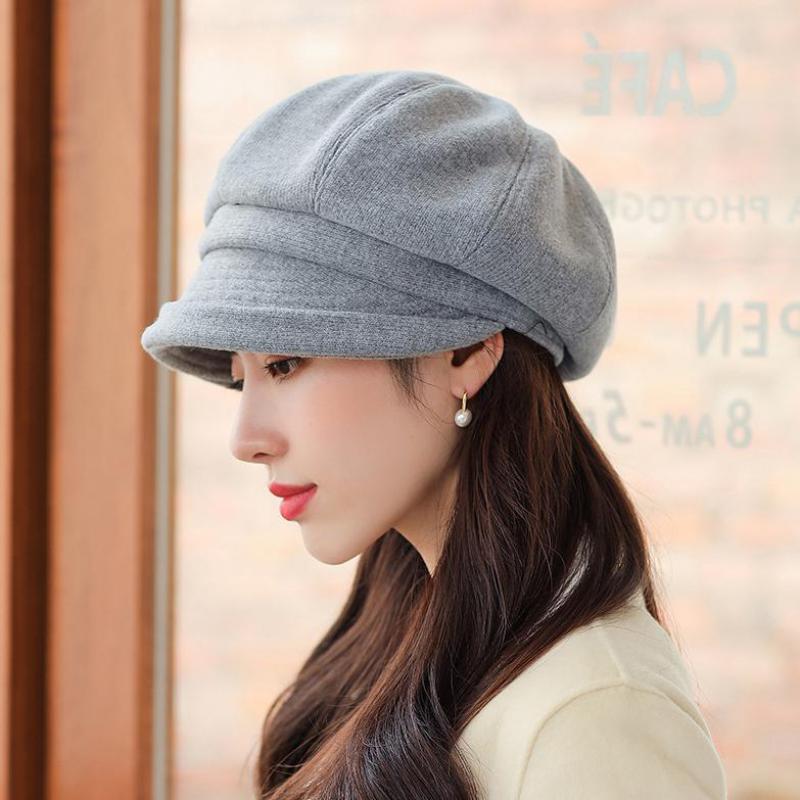 Title 2, Rolled Solid Color Octagon Hat Casual Versatile...