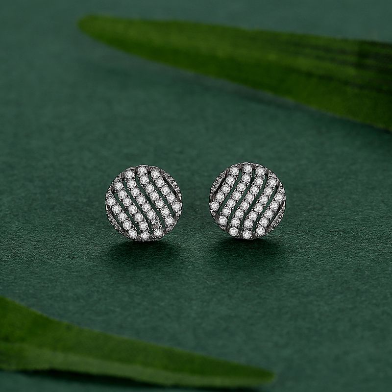 S925 Sterling Silver Round Diamond Earrings