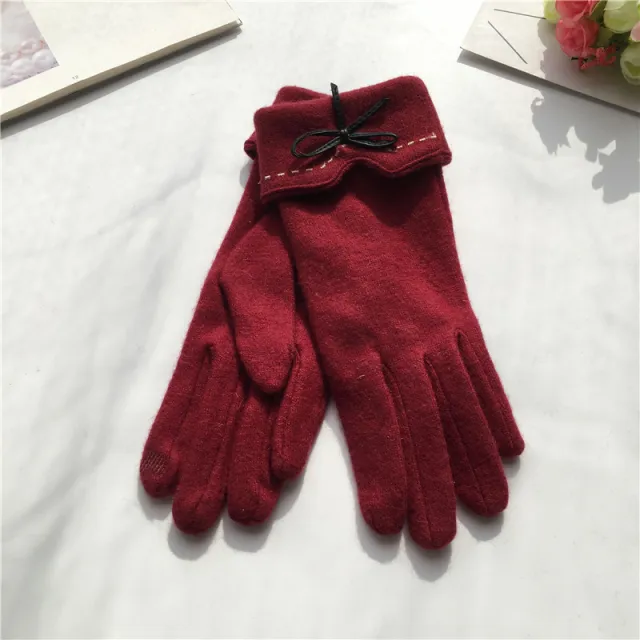 Driving touch screen wool cashmere gloves Wine Red - Shop at LoveMi