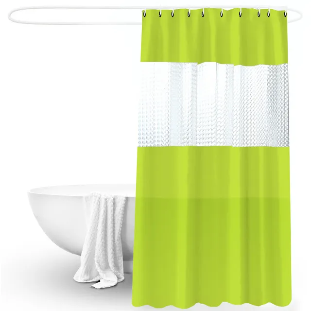 Splicing Translucent Waterproof Mildew Proof Bathroom Bath Shower Partition Curtain Green - Shop at LoveMi