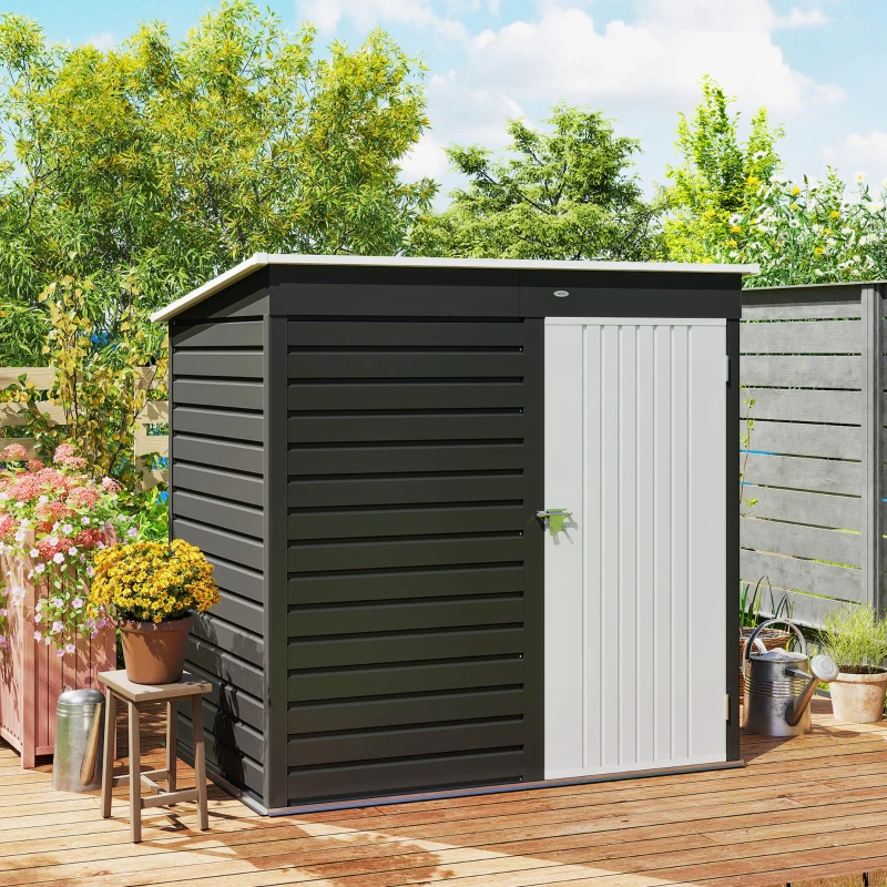 6' X 4' Outdoor Garden Shed, Metal Storage Shed With Lockable Door And Gloves For Backyard Garden Patio, Dark Gray Multiple Packages — foto 6