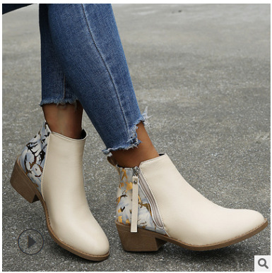 Large Size New British Style Pointed Toe Zipper Women's Leather Boots