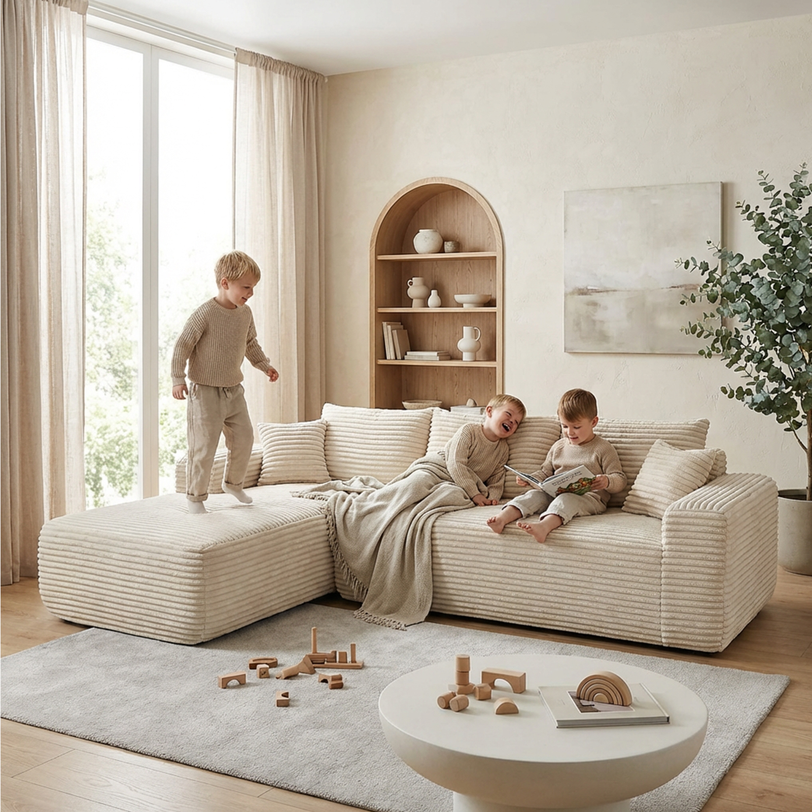 YM3116250005811& YM3116250006111 Combination Products Are Not Sold Sep-L Shape Modular Sectional Couch Spacious Comfortable 2 Seater Sofa With Pillows For Living Room Office No Assembly Required Beig