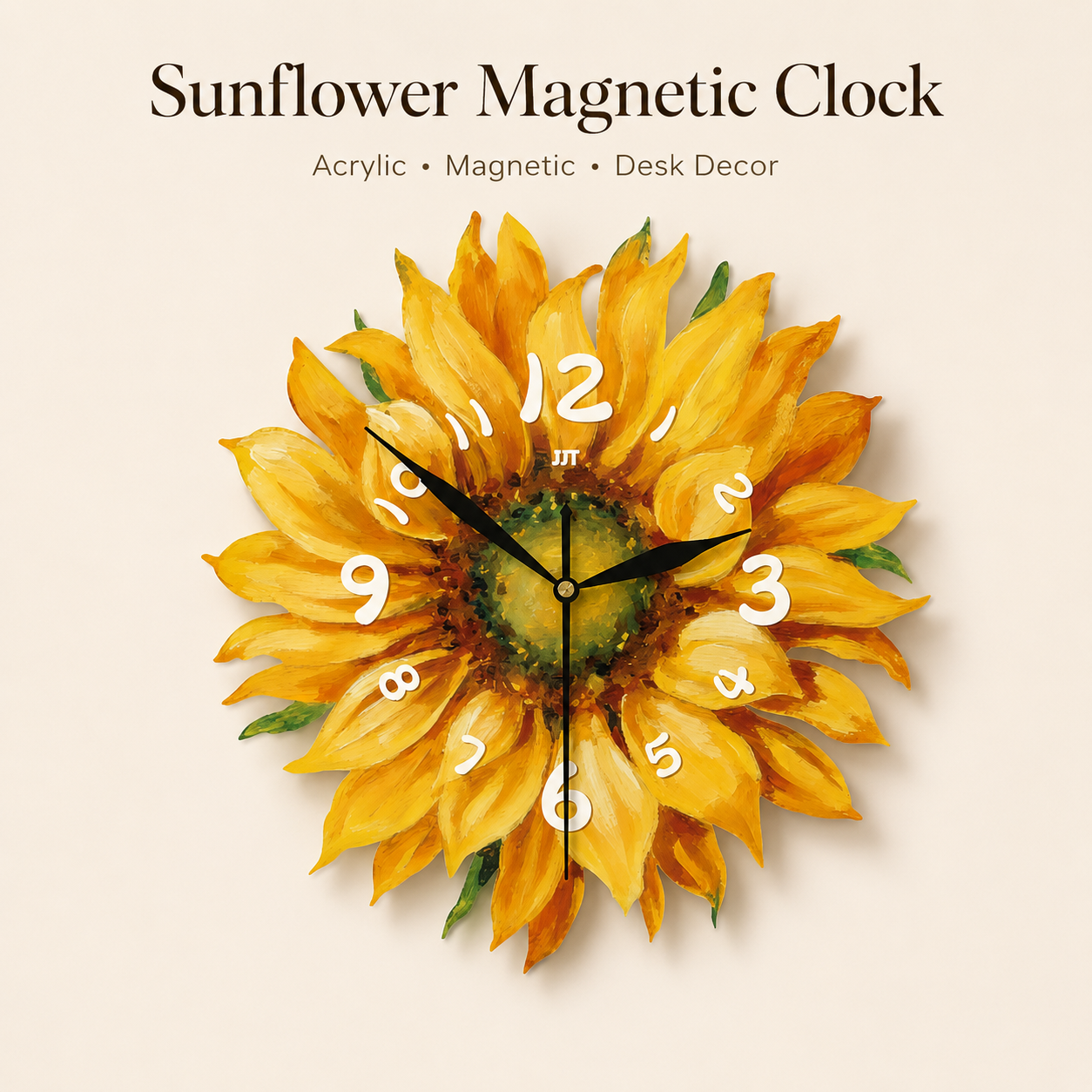 Sunflower Magnetic Fridge Clock Acrylic Decorative Kitchen Decor 5