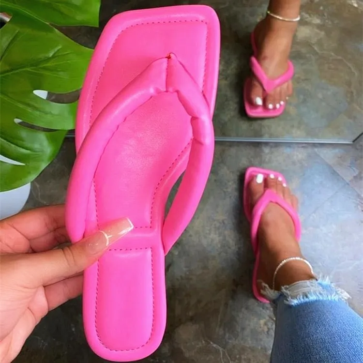 New Women's Shoes Toe Slippers Flip Flops Flat Sandals - Red