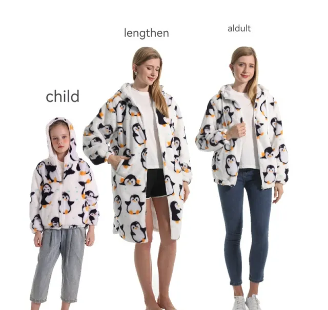 Women's Unisex Wear Hooded Drawstring Sweatshirt Printed Black And White Penguin - Shop at LoveMi