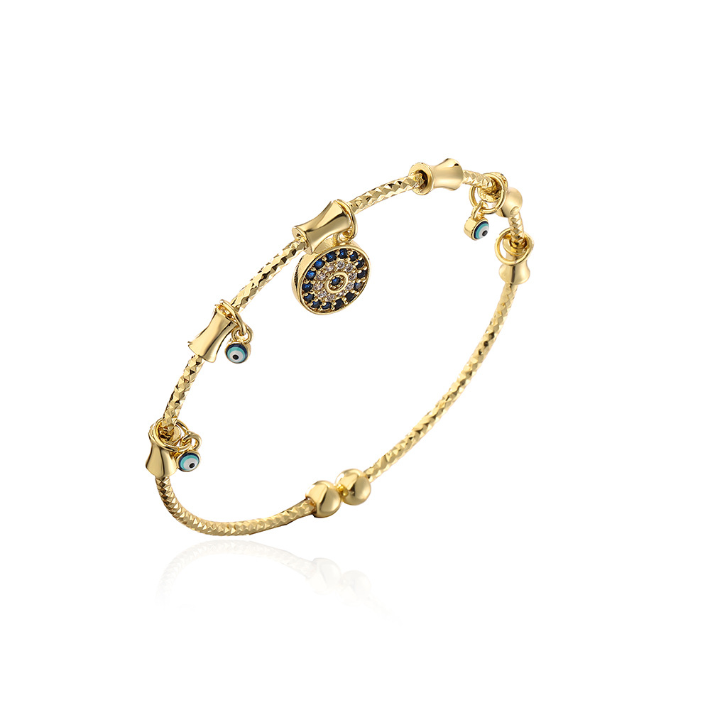 Title 6, Gold Zircon Demon Eye Palm Thin Bracelet