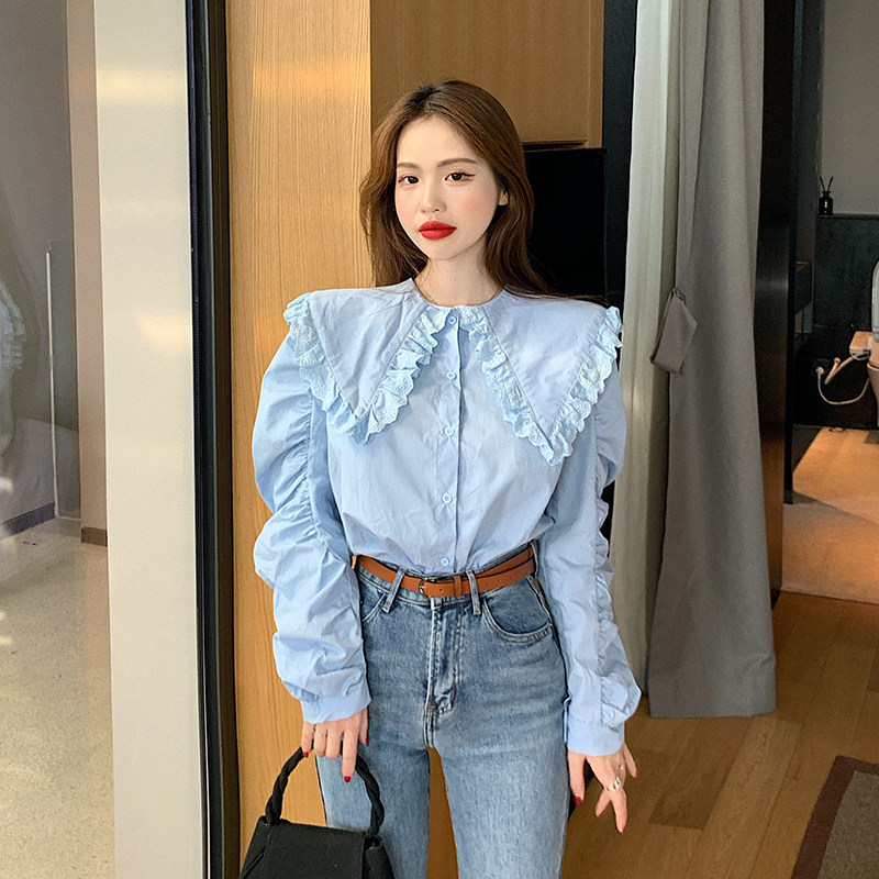 Fashion Simple Women's Solid Color Long-sleeved Shirt