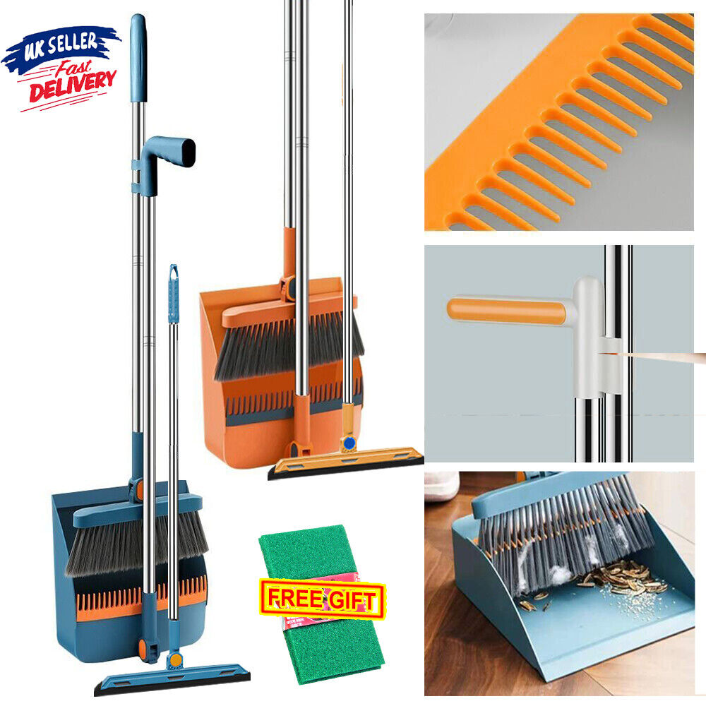 Long Handled Dustpan And Brush Set Strong Metal Handle Dust Pan & Broom Sweeper — image 2