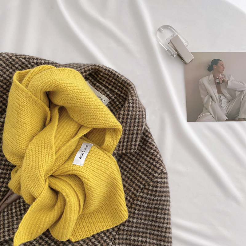 Women's Monochrome Thick Wool Knitted Scarf