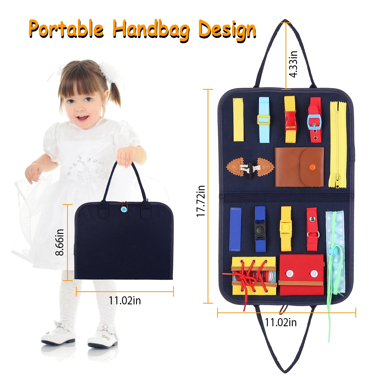 1Set Kids Busy Board Sensory Activity Board Preschool Learning Toys Montessori Educational Gift For 1 To 6 Years Old Baby Toddler Girls Boys