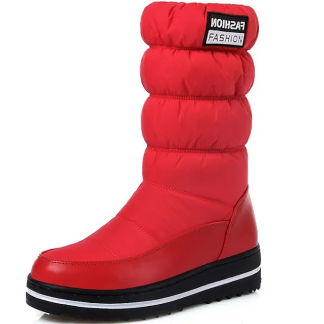 Mid heel Letter Elastic Sleeve Snow Cotton Boots Red - Shop at LoveMi