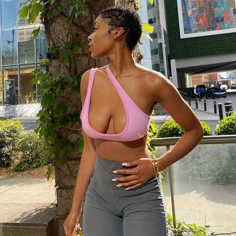 One-shoulder Cutout Sports Low-cut Vest