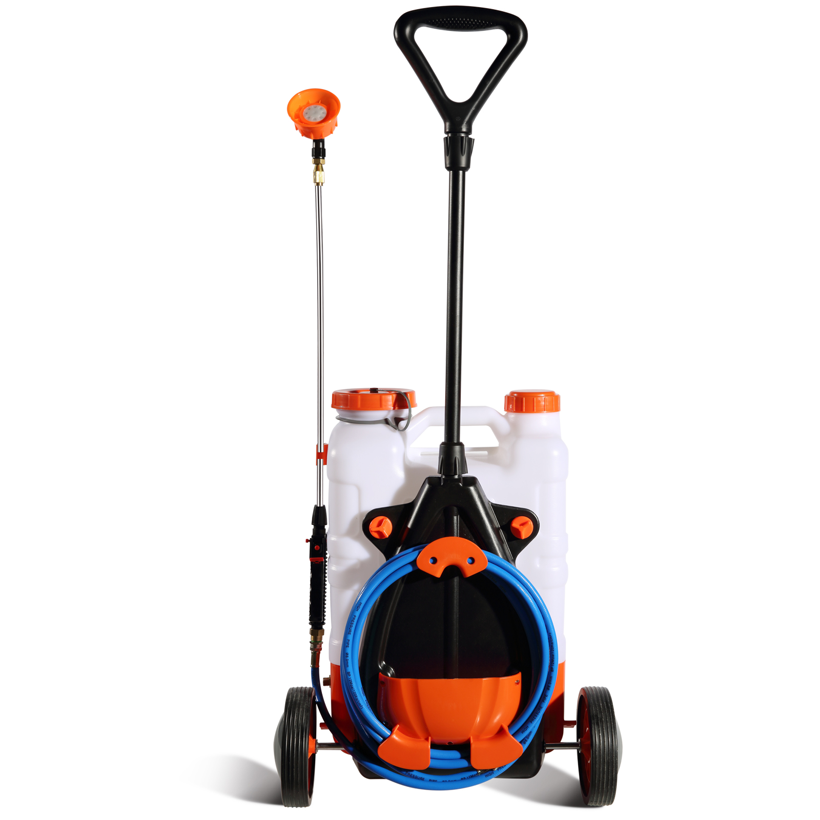 VEVOR Battery Powered Backpack Sprayer With Cart, 0-94 PSI Adjustable Pressure, 4 Gallon Tank On Wheels, With 8 Nozzles And 2 Wands, 12V 7.2Ah Battery, Wide Mouth Lid For Weeding, Spraying, Cleaning image 5