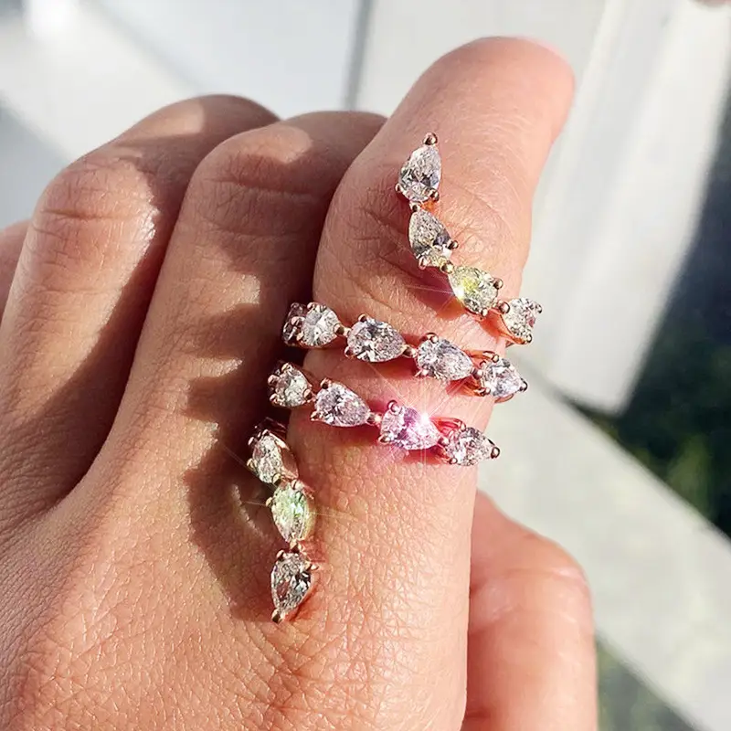 Japanese And Korean Women Inlaid Zircon Ring Ideas