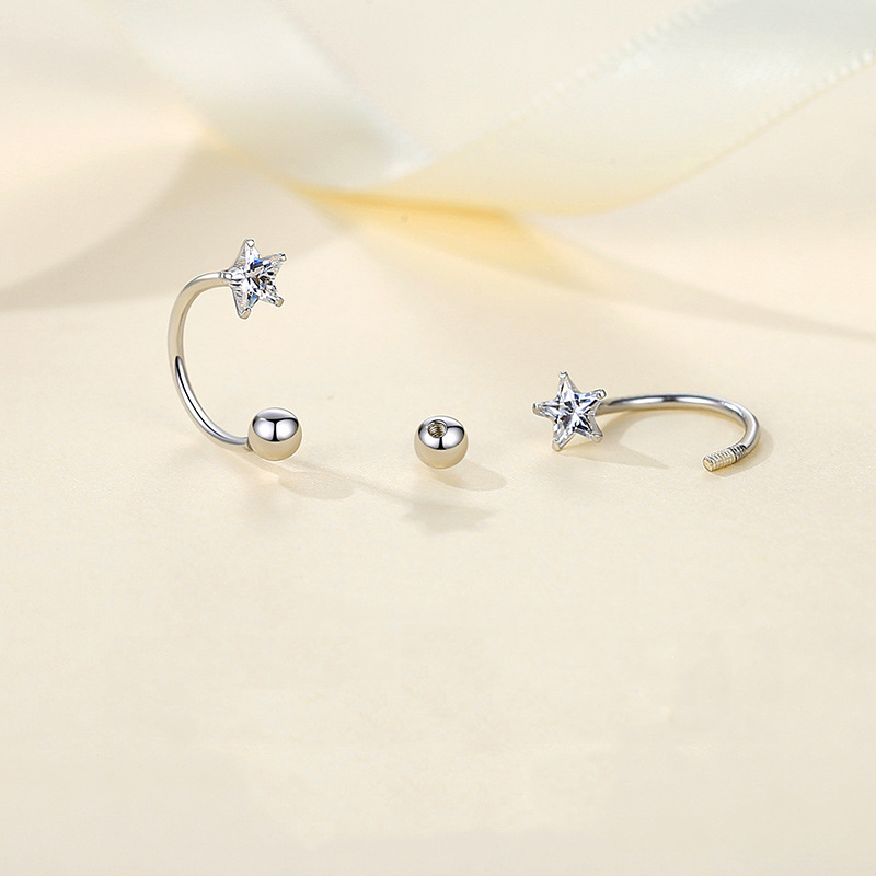 Women's Fashion Simple Star Screw Stud Earrings