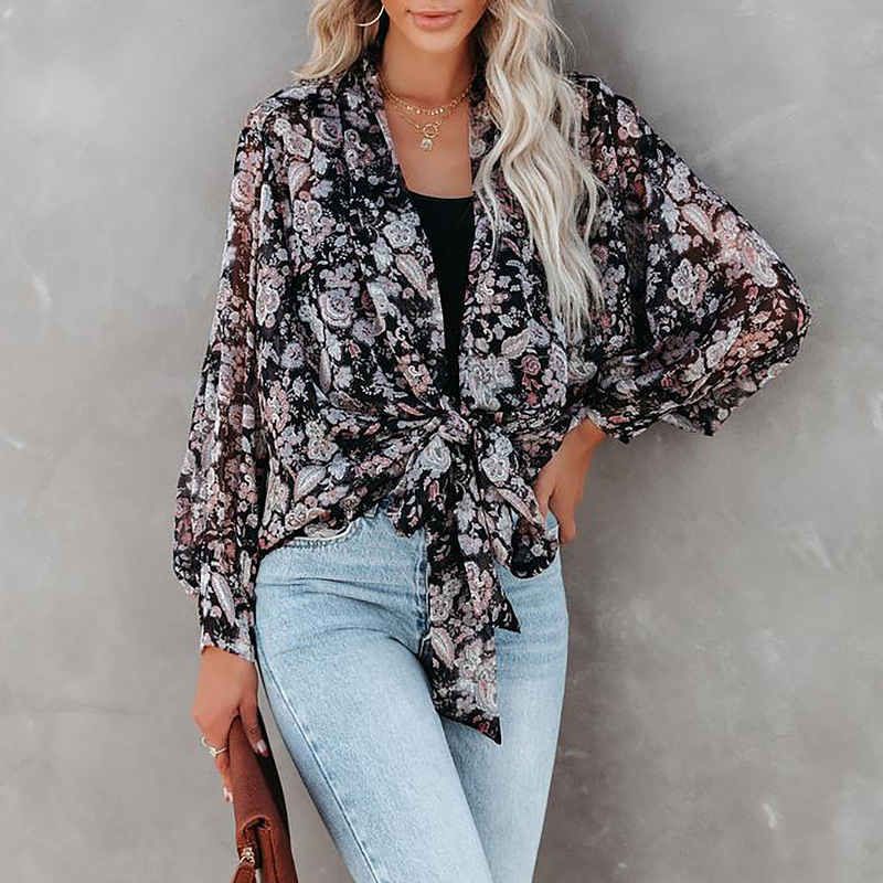 Title 5, Printed Long Sleeve Cardigan Casual Shirt Ladie...