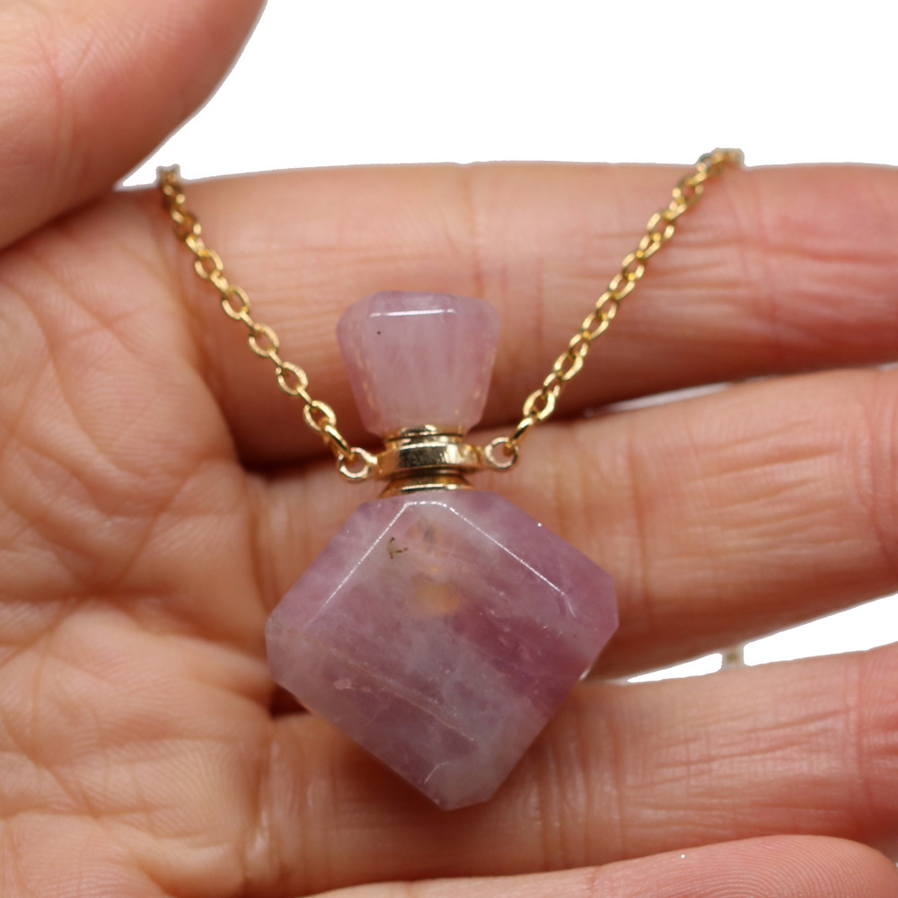 Natural Stone Necklace Perfume Bottle Pendant