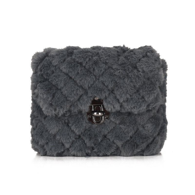 Lingge Rabbit Hair Women's New Versatile Chain One Shoulder Crossbody Bag