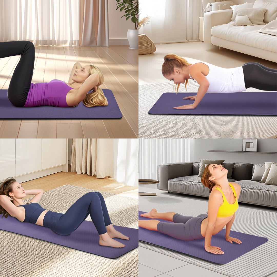 Yoga Mat, Exercise Yoga Mat With Non-Slip Design, Professional TPE Exericise Mat, 72 X 24 Multi-Purpose Workout Mat For Women, Pilates Fitness And Floor Exercises