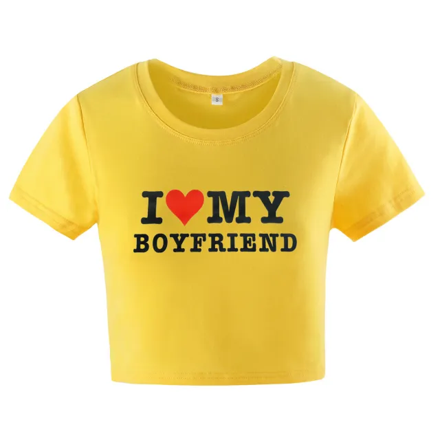 Instagram Hipster Monogram Print Short Slim fit Short Sleeve T shirt Top Yellow - Shop at LoveMi