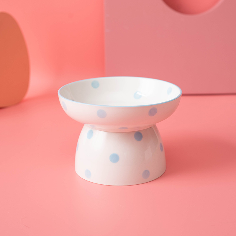 Polka dot blue flat bowl