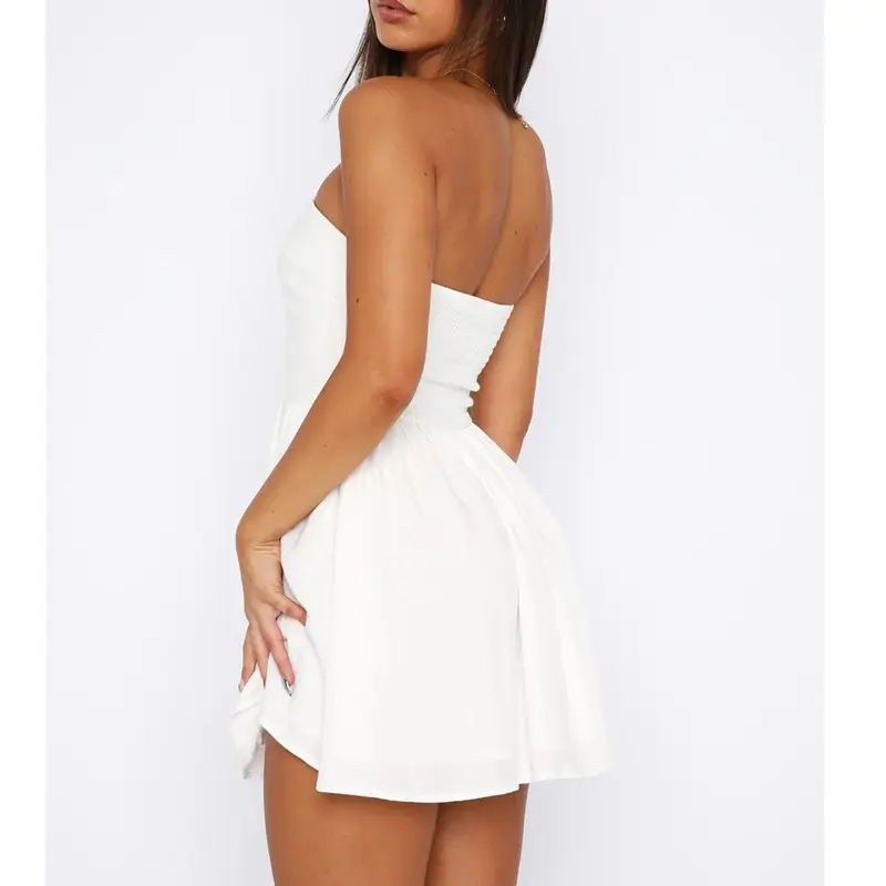 Strapless A-Line Mini Dress for Casual Summer Parties
